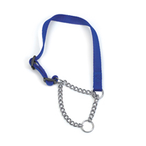 NYLON+CHAIN CHECK COLLAR BLUE 45CM-60CM
